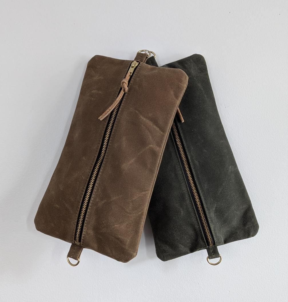 Waxed canvas utility pouch